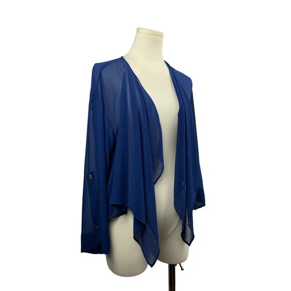 Christian Siriano C Wonder Sheer Blue Open Front Cardigan Jacket XS - Picture 2 of 5